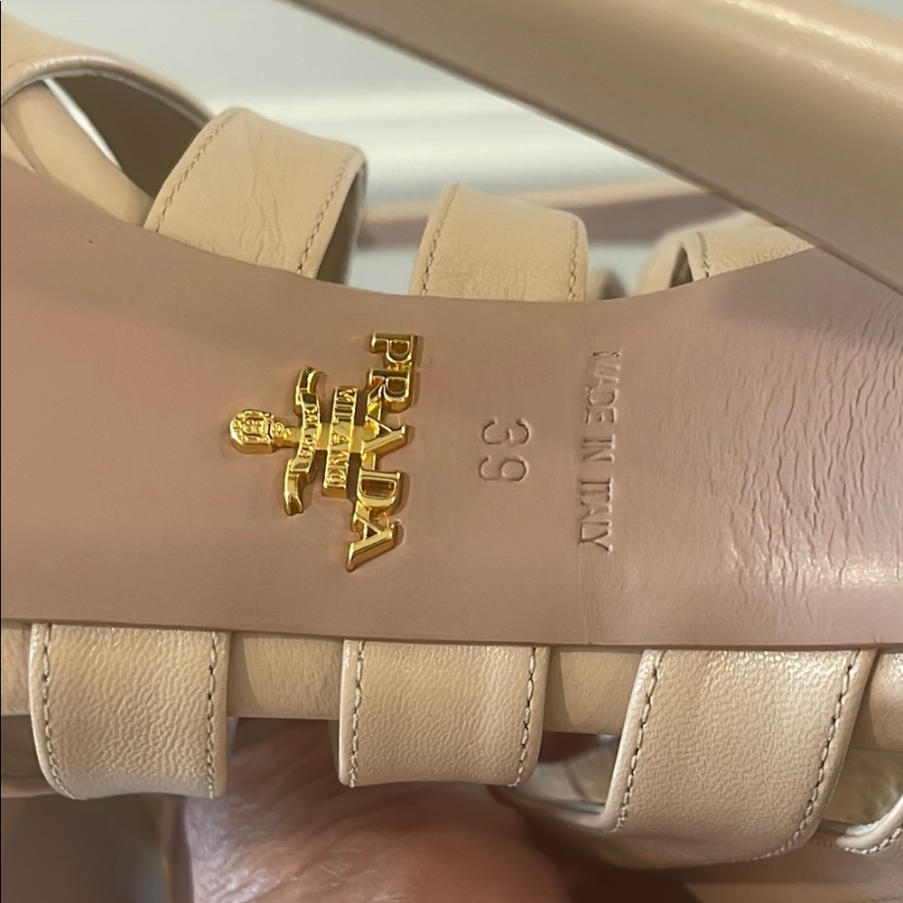 Prada Women's Tan Cage Strappy Stilleto Heels - Picture 7 of 13